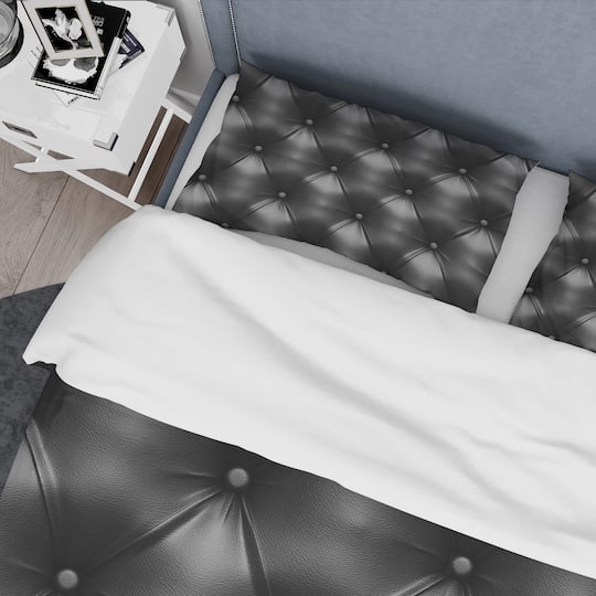 Designart 'Luxury Classic Black Sofa Leather' Modern & Contemporary Bedding Set - Duvet Cover & Shams